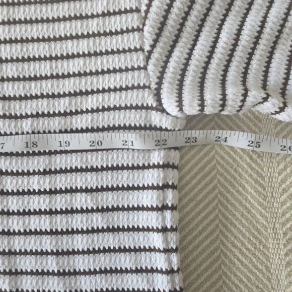 Madewell Textured Stripe Short Sleeve Sweater Top Women White Brown Size Medium - Picture 9 of 10